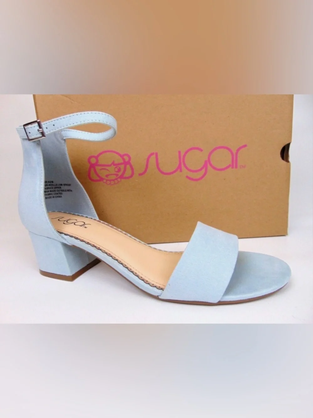 NIB Sugar Noelle Low Heel Dress Sandals, Baby Blue Micro - Picture 3 of 3
